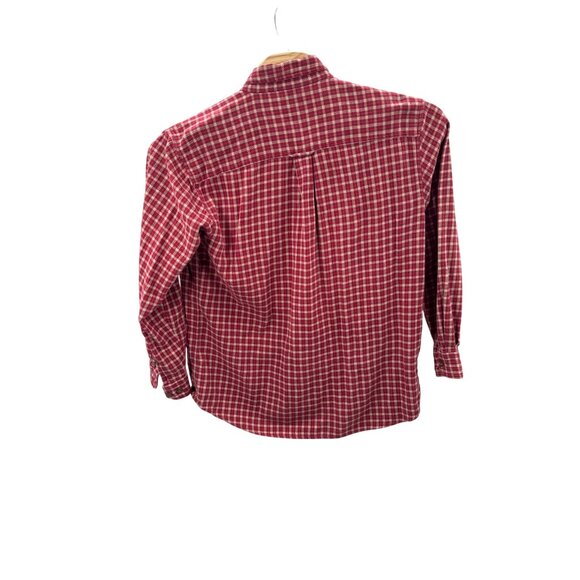 Vintage Woolrich Button Down Flannel Shirt Size Large Long Sleeve Red‎ Tan Plaid - Picture 3 of 5
